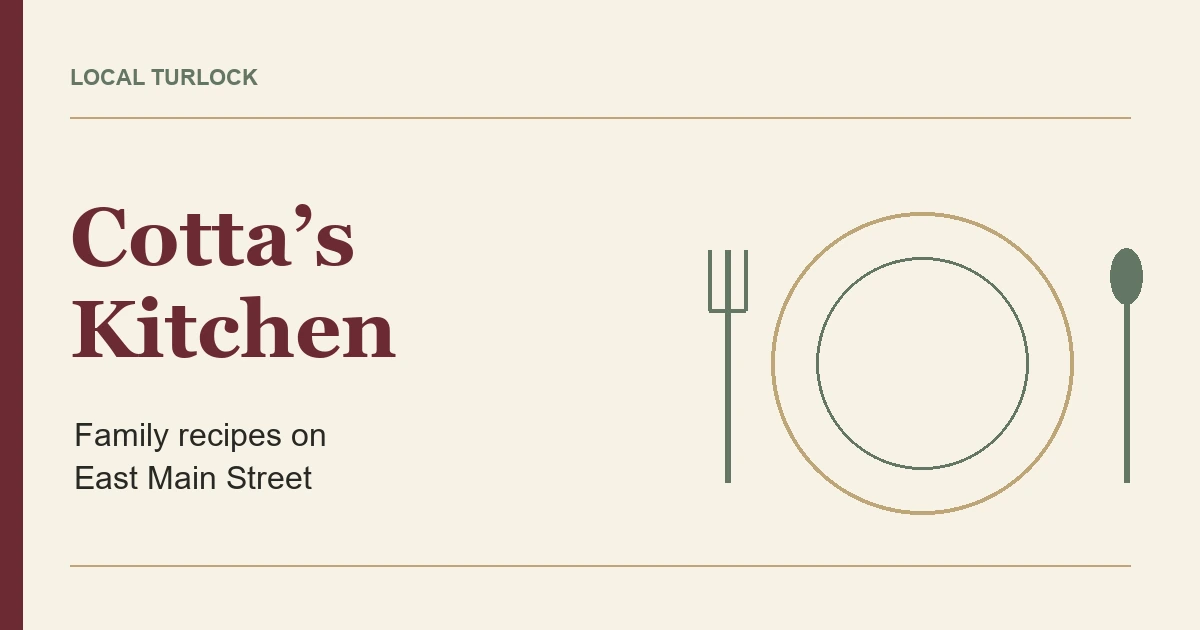 Cotta’s Kitchen: family recipes on East Main Street, with an original place-setting illustration.