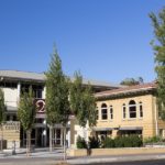 Carnegie Arts Center in downtown Turlock, showing the modern addition beside the historic library.