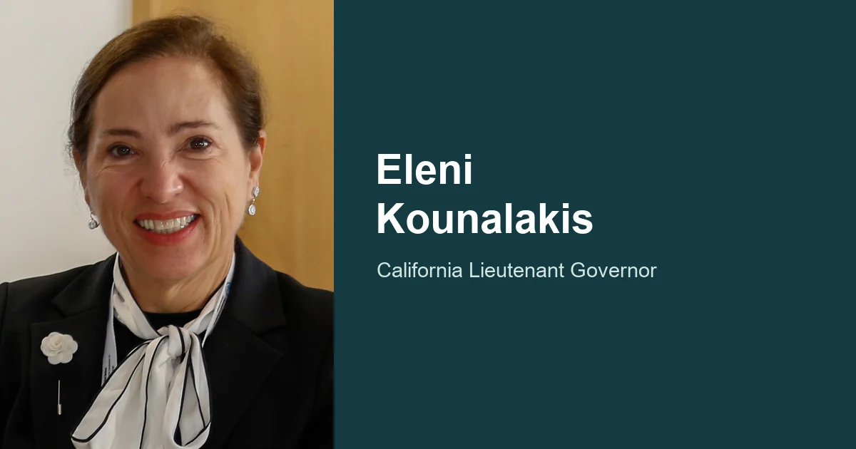 Eleni Kounalakis in a 2021 Scottish Government photograph, beside her name and lieutenant governor title.