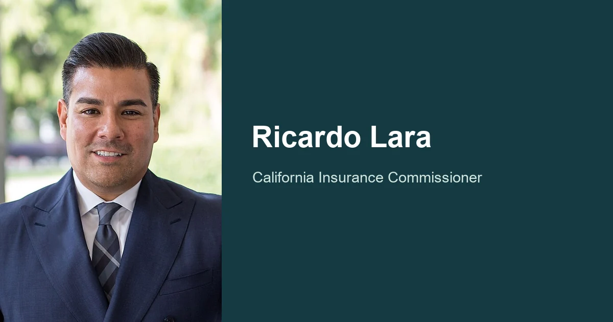 Ricardo Lara in his official Insurance Commissioner photograph, beside his name and office title.