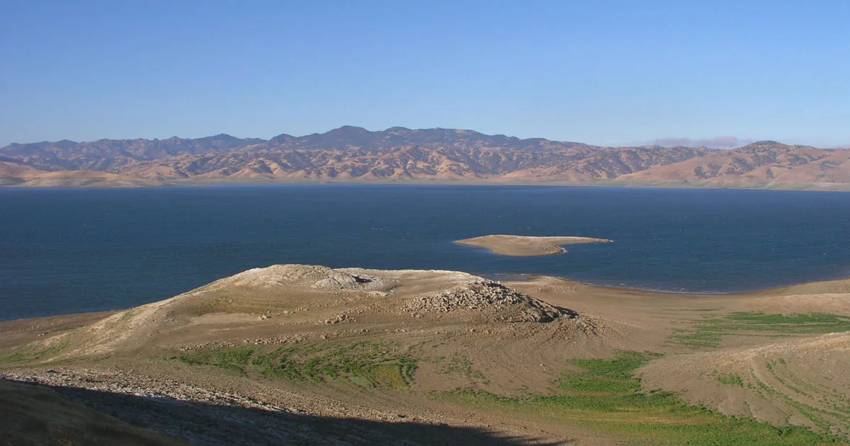 San Luis Reservoir and the eastern Diablo Range, viewed from Romero Outlook.