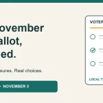 Illustrated ballot beside the title Your November 2026 ballot explained, with Election Day November 3.